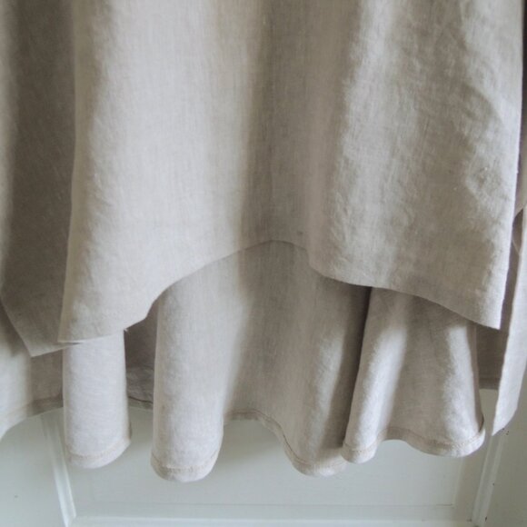 Tan 100% Linen High Low Peplum Back Lagenlook Tunic XL/1X - Picture 5 of 11